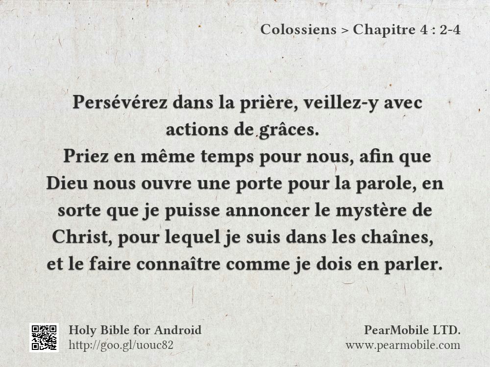 Colossiens, Chapitre 4:2-4